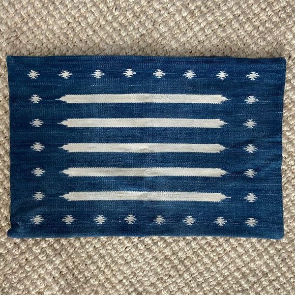 Other - CLOSET CLOSING Blue and White Vintage Boho Fabric Woven Lumbar Pillow Cover